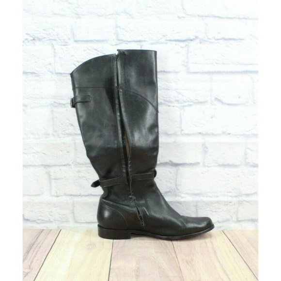 LL Bean Black Leather Side Zip Tall Riding Boots Brazil Made 9 Wide - Picture 10 of 12